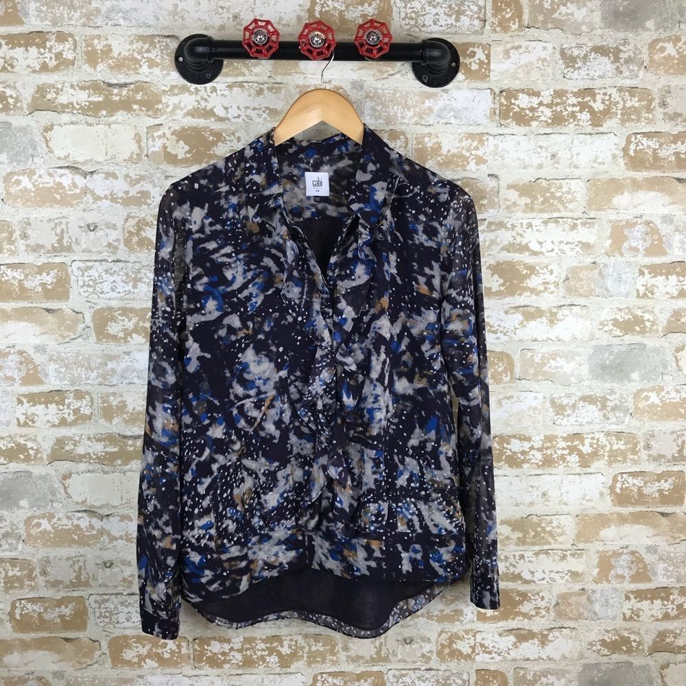 Cabi starry nights‎ blouse ruffle button down